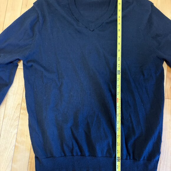 Ibex Merino Wool V Neck Sweater Merino Wool Size L Navy Blue - Picture 10 of 11